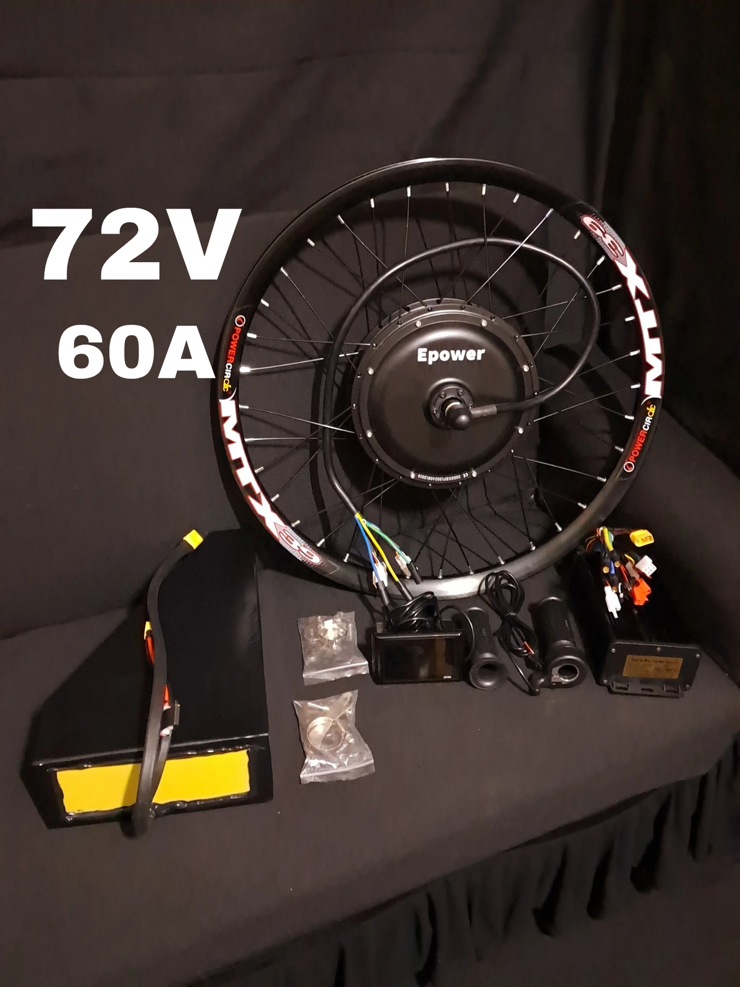 72V battery + 60a, 5000w peak ebike conversion kit