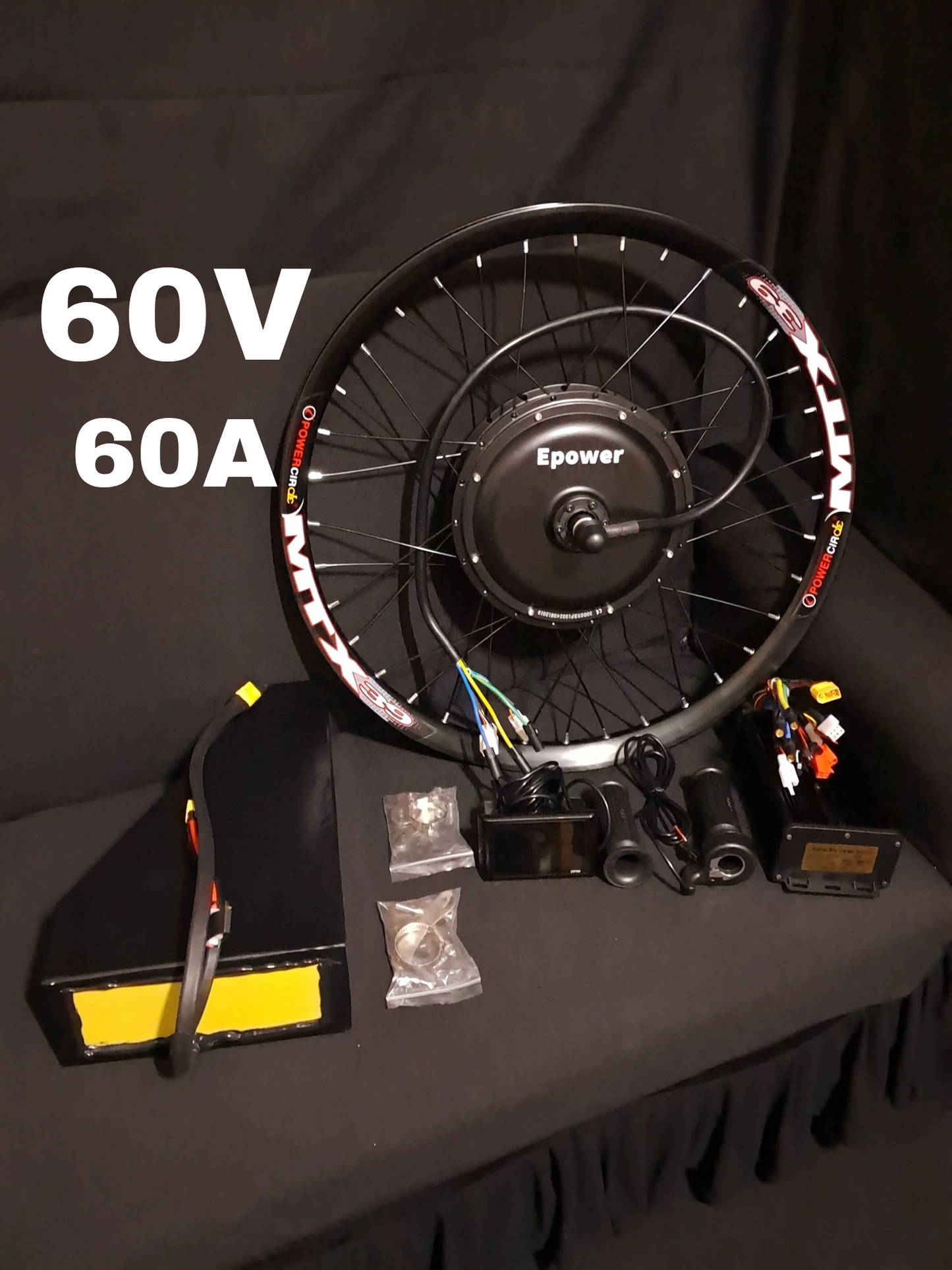 60V battery + 60a, 4000w peak ebike conversion kit